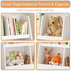 Scaffale per libri e organizer per giocattoli Whisen Kids, libreria aperta, organizer espositivo per bambini a 2 ripiani con gambe - Bianco