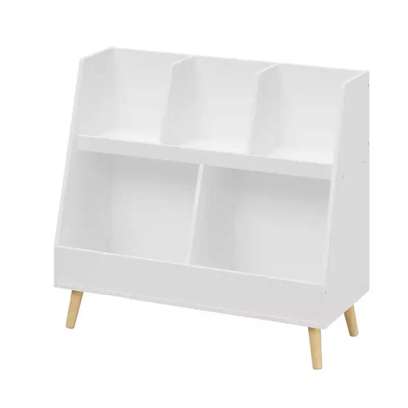 Scaffale per libri e organizer per giocattoli Whisen Kids, libreria aperta, organizer espositivo per bambini a 2 ripiani con gambe - Bianco