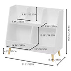 Scaffale per libri e organizer per giocattoli Whisen Kids, libreria aperta, organizer espositivo per bambini a 2 ripiani con gambe - Bianco