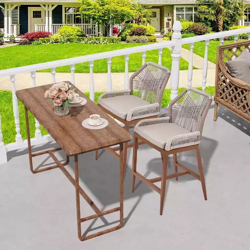 Set di 2 sgabelli da bar altezza bancone, sgabelli da bar in rattan intrecciato con schienale e braccioli