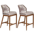 Set di 2 sgabelli da bar altezza bancone, sgabelli da bar in rattan intrecciato con schienale e braccioli