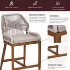 Set di 2 sgabelli da bar altezza bancone, sgabelli da bar in rattan intrecciato con schienale e braccioli