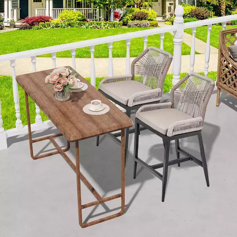 Set di 2 sgabelli da bar altezza bancone, sgabelli da bar in rattan intrecciato con schienale e braccioli