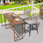 Set di 2 sgabelli da bar altezza bancone, sgabelli da bar in rattan intrecciato con schienale e braccioli