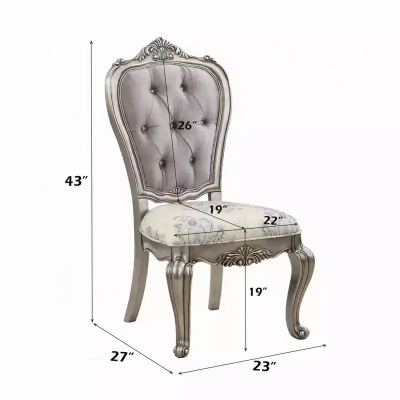 Royal Hampton Set di 2 sedie da pranzo laterali da 27 pollici, velluto, tonalità platino antico