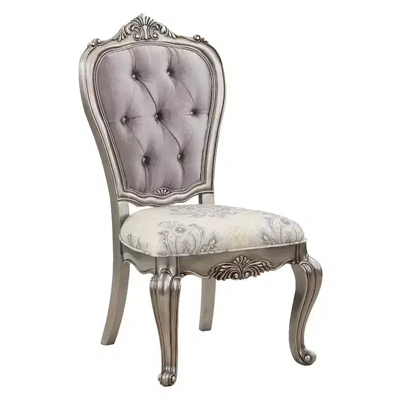 Royal Hampton Set di 2 sedie da pranzo laterali da 27 pollici, velluto, tonalità platino antico