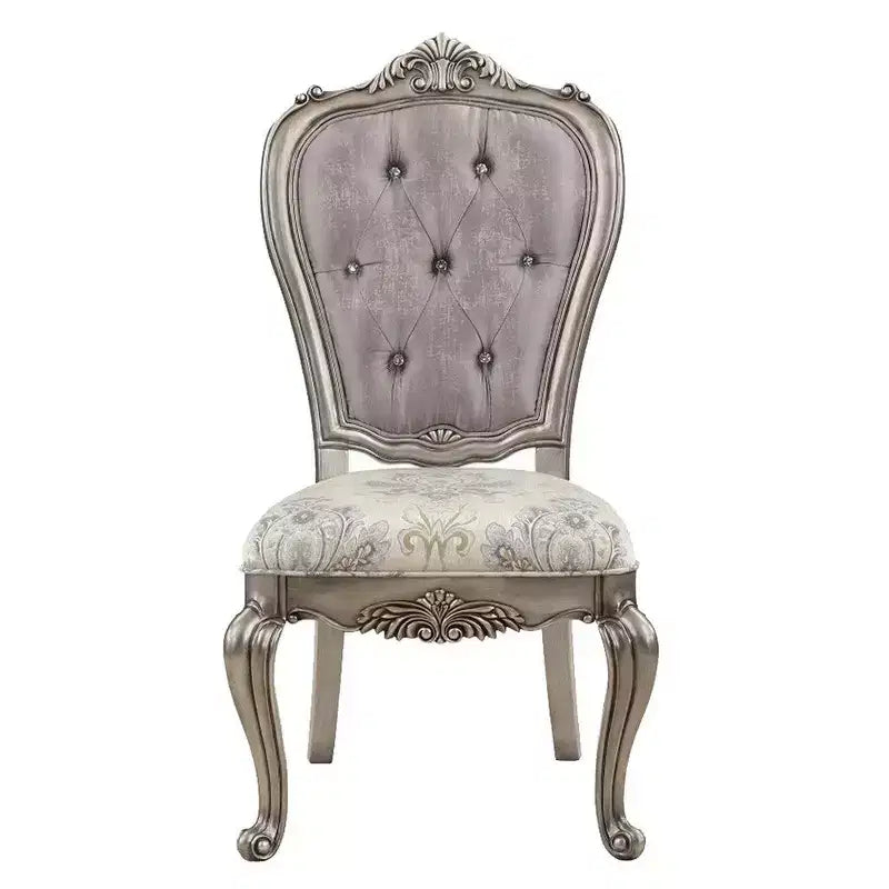 Royal Hampton Set di 2 sedie da pranzo laterali da 27 pollici, velluto, tonalità platino antico