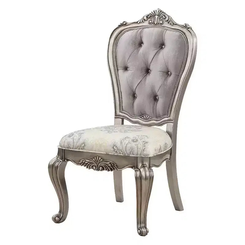 Royal Hampton Set di 2 sedie da pranzo laterali da 27 pollici, velluto, tonalità platino antico