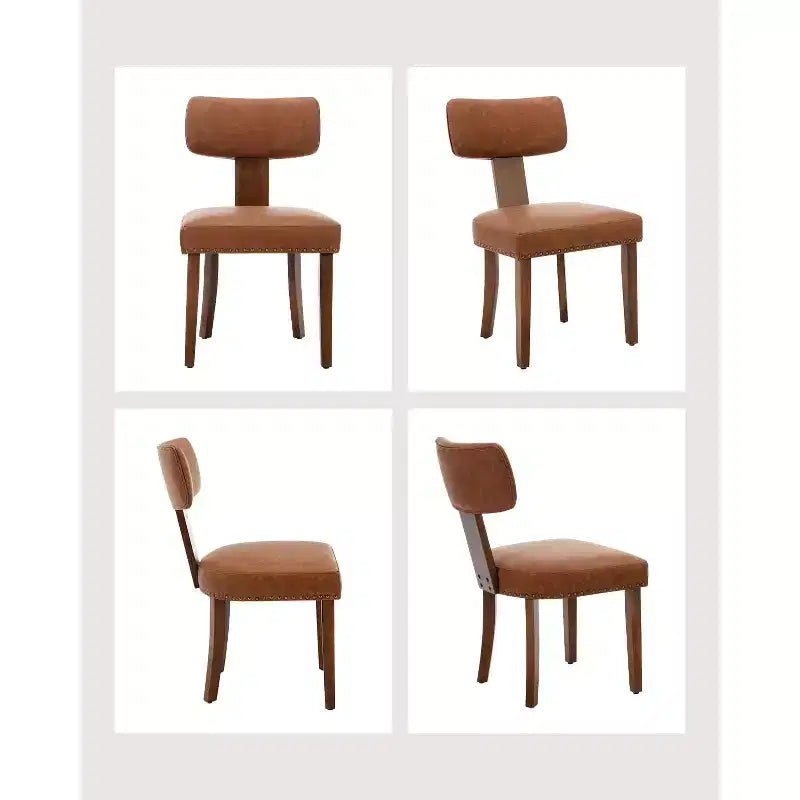 Due sedie da pranzo in set, moderne, rivestite in pelle, struttura in legno, capacità di carico 120 kg, facili da pulire, schienale curvo.