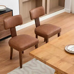 Due sedie da pranzo in set, moderne, rivestite in pelle, struttura in legno, capacità di carico 120 kg, facili da pulire, schienale curvo.