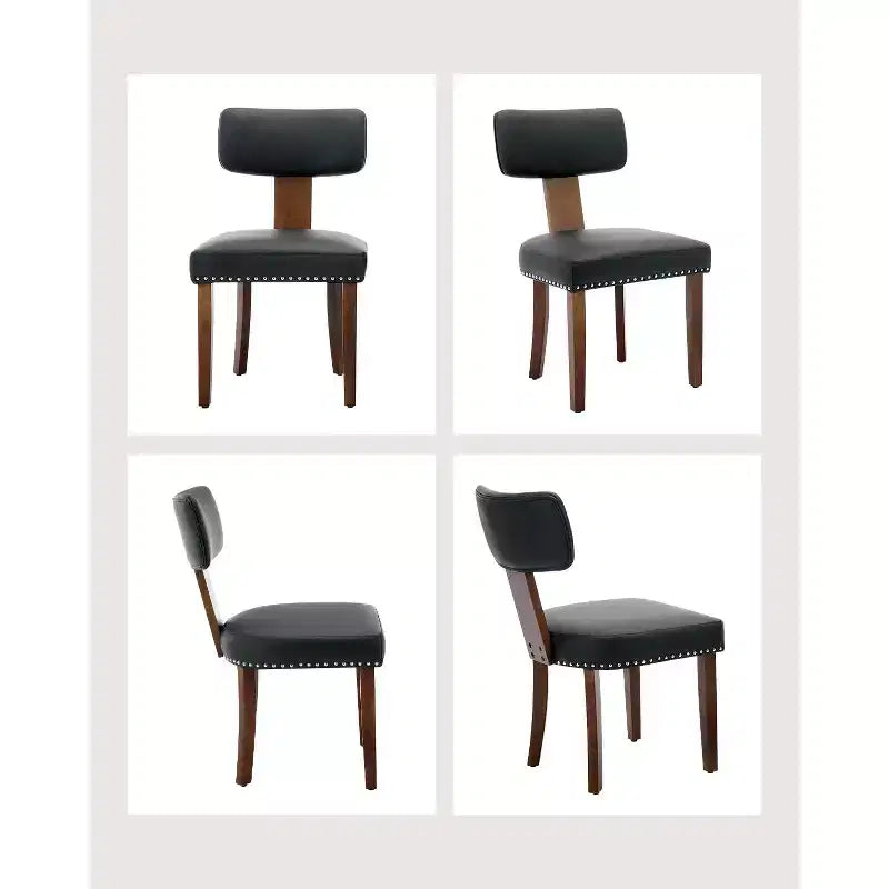 Due sedie da pranzo in set, moderne, rivestite in pelle, struttura in legno, capacità di carico 120 kg, facili da pulire, schienale curvo.