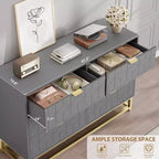 Cassettiera Bianca a 6 Cassetti con Maniglie Dorate - Comò Moderno in Legno per Camera da Letto, Armadio e Comodino