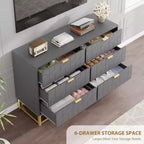 Cassettiera Bianca a 6 Cassetti con Maniglie Dorate - Comò Moderno in Legno per Camera da Letto, Armadio e Comodino