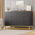 Cassettiera Bianca a 6 Cassetti con Maniglie Dorate - Comò Moderno in Legno per Camera da Letto, Armadio e Comodino