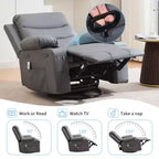 Poltrona reclinabile da asilo nido oversize COZONY, dondolo girevole a 360° con riscaldamento e massaggio, portabicchieri e contenitore, per camera da letto, camper, soggiorno