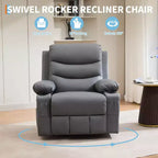 Poltrona reclinabile da asilo nido oversize COZONY, dondolo girevole a 360° con riscaldamento e massaggio, portabicchieri e contenitore, per camera da letto, camper, soggiorno