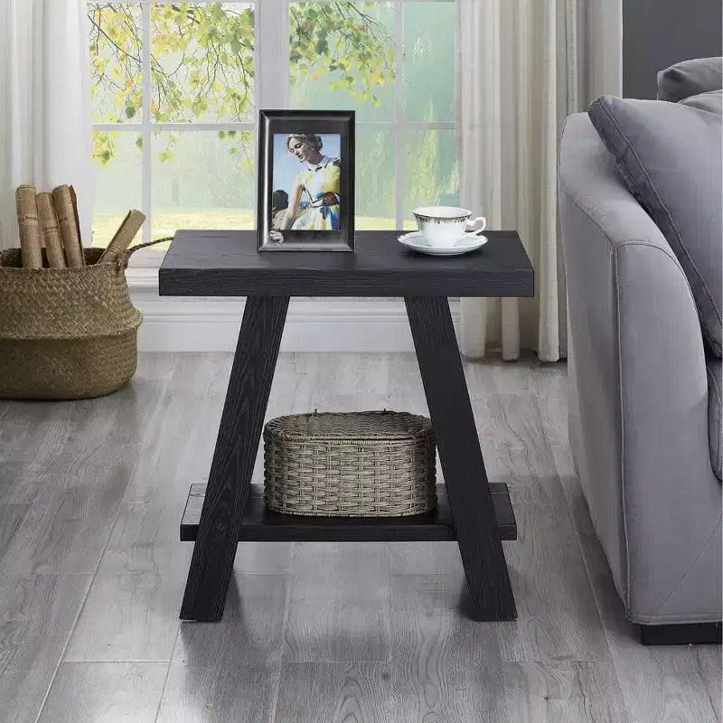 Tavolino con ripiano contemporaneo in legno Roundhill Furniture Athens