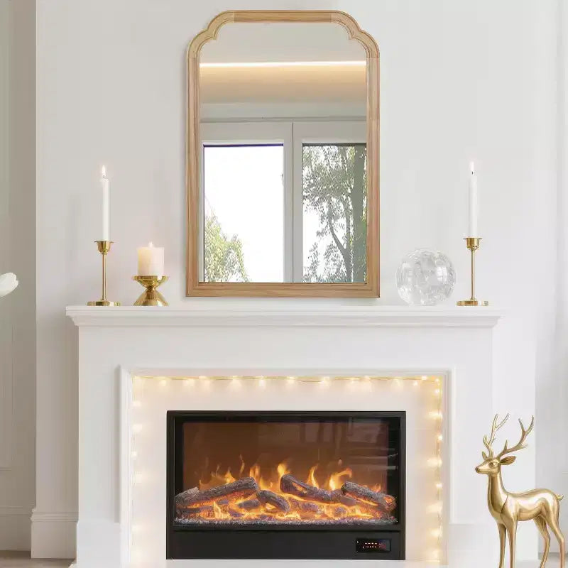 Specchio decorativo con cornice in legno massello 20x30 colore legno naturale angoli arrotondati, per camera da letto, bagno, soggiorno, ingresso