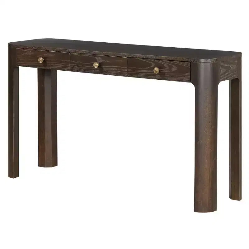 Consolle e Tavolo d'ingresso rustico Whisen, Robusto Tavolo da divano con 3 cassetti a scomparsa, Gambe spesse