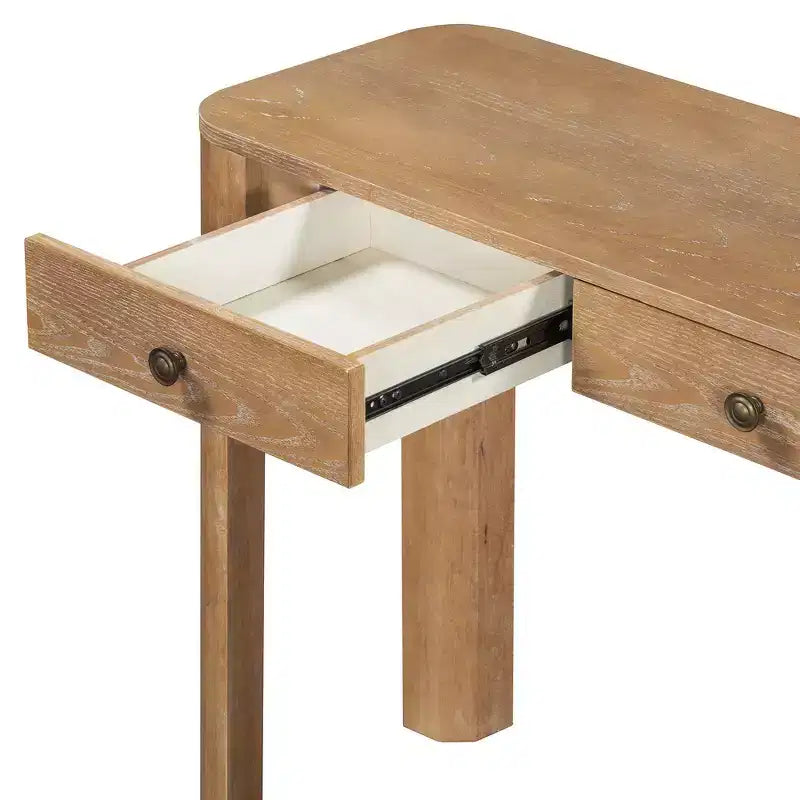 Consolle e Tavolo d'ingresso rustico Whisen, Robusto Tavolo da divano con 3 cassetti a scomparsa, Gambe spesse