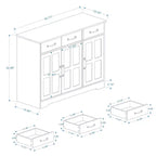 Credenza per sala da pranzo con 3 cassetti e 3 ante, tavolo consolle con scaffali, mobile bar cantinetta in stile rustico