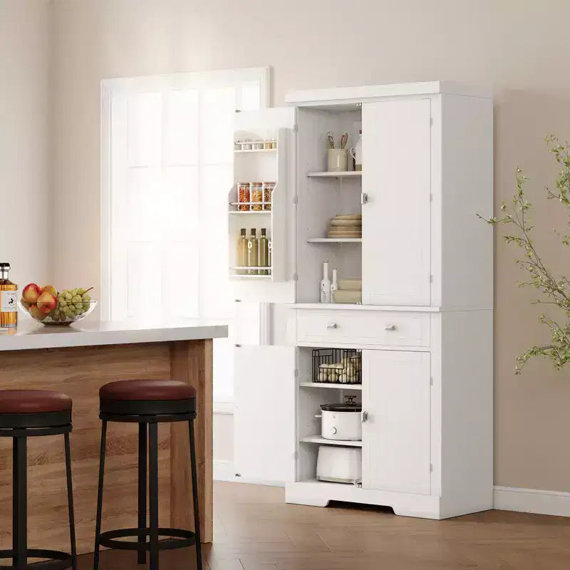 6 ripiani a muro e 4 ripiani regolabili, moderno armadio in legno per sala da pranzo, per soggiorno, sala da pranzo, lavanderia