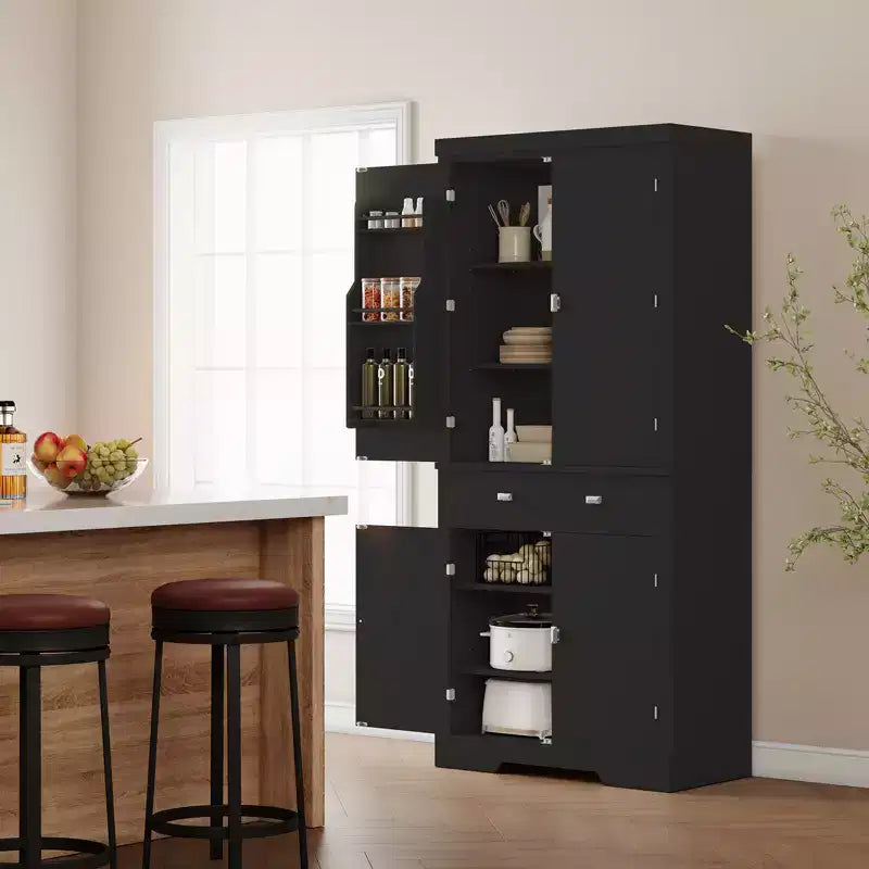 6 ripiani a muro e 4 ripiani regolabili, moderno armadio in legno per sala da pranzo, per soggiorno, sala da pranzo, lavanderia