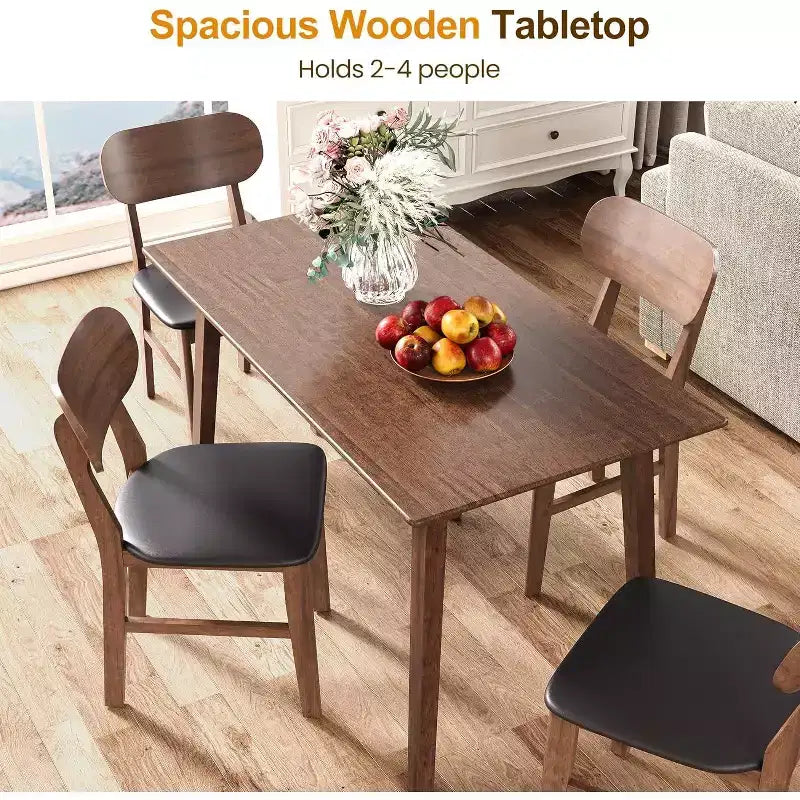 Heynemo Tavolo da pranzo in legno per 4 persone, tavolo da cucina rettangolare in stile rustico, capacità di 136 kg, piccolo tavolo da pranzo moderno per sala da pranzo, soggiorno, marrone
