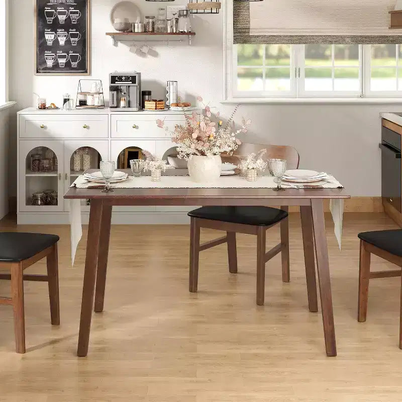 Heynemo Tavolo da pranzo in legno per 4 persone, tavolo da cucina rettangolare in stile rustico, capacità di 136 kg, piccolo tavolo da pranzo moderno per sala da pranzo, soggiorno, marrone