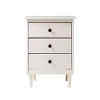Comodino classico a 3 cassetti in legno massello - Bianco