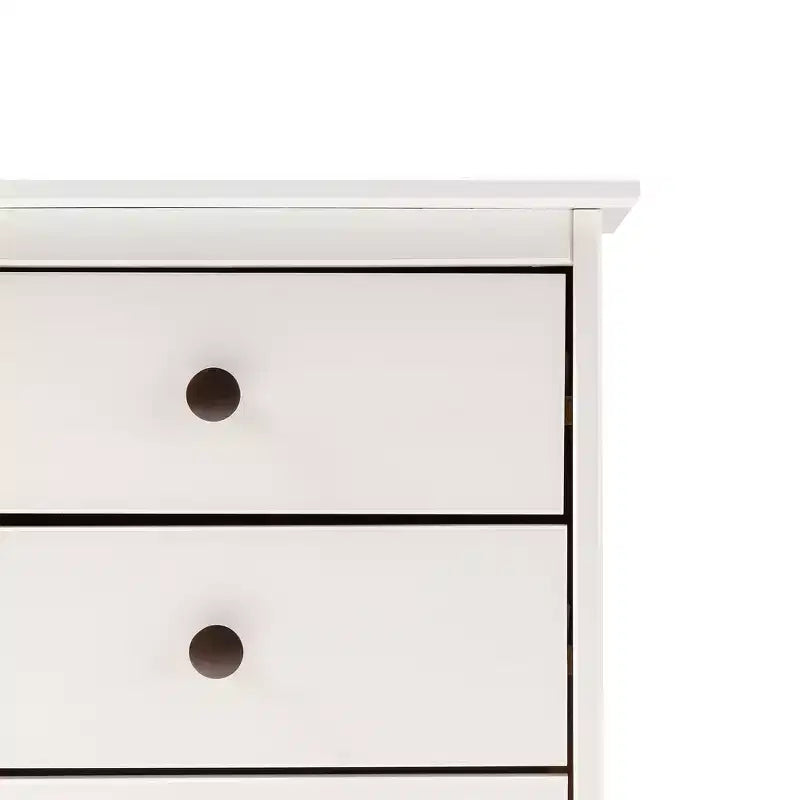 Comodino classico a 3 cassetti in legno massello - Bianco