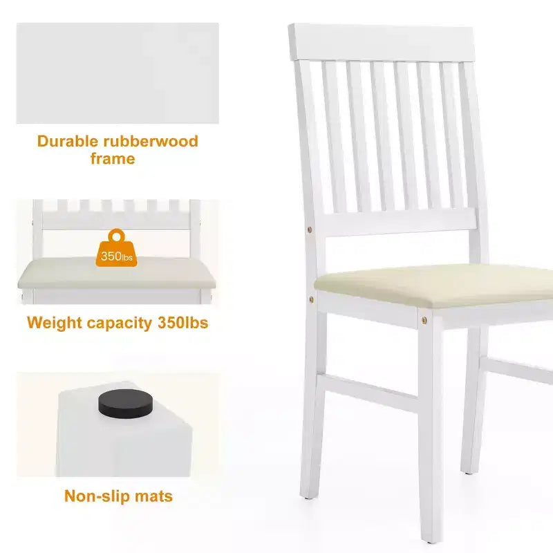 Heynemo Sedie da Pranzo in Legno Set da 2, Sedie da Pranzo Moderne con Gambe in Legno Massello, Capacità 350LBS, Sedile Laterale d'Accento in Ecopelle per Cucina