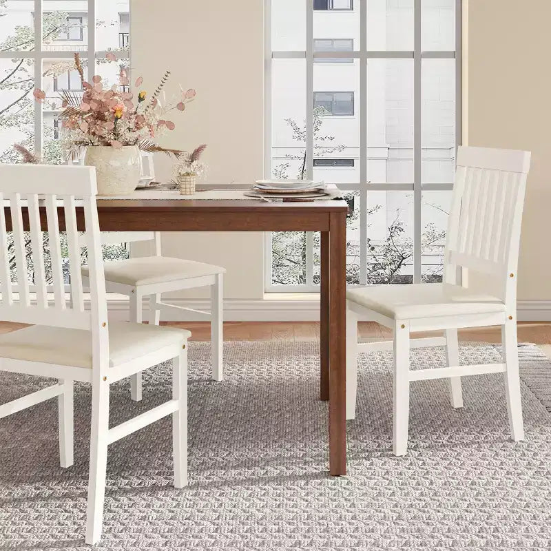 Heynemo Sedie da Pranzo in Legno Set da 2, Sedie da Pranzo Moderne con Gambe in Legno Massello, Capacità 350LBS, Sedile Laterale d'Accento in Ecopelle per Cucina