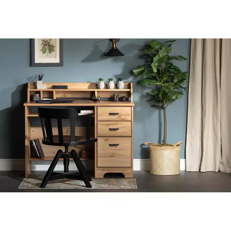 HomeStock Scrivanie per Computer da 75 cm di Altezza in Laminato di Carta Marrone con Ripiano Aperto