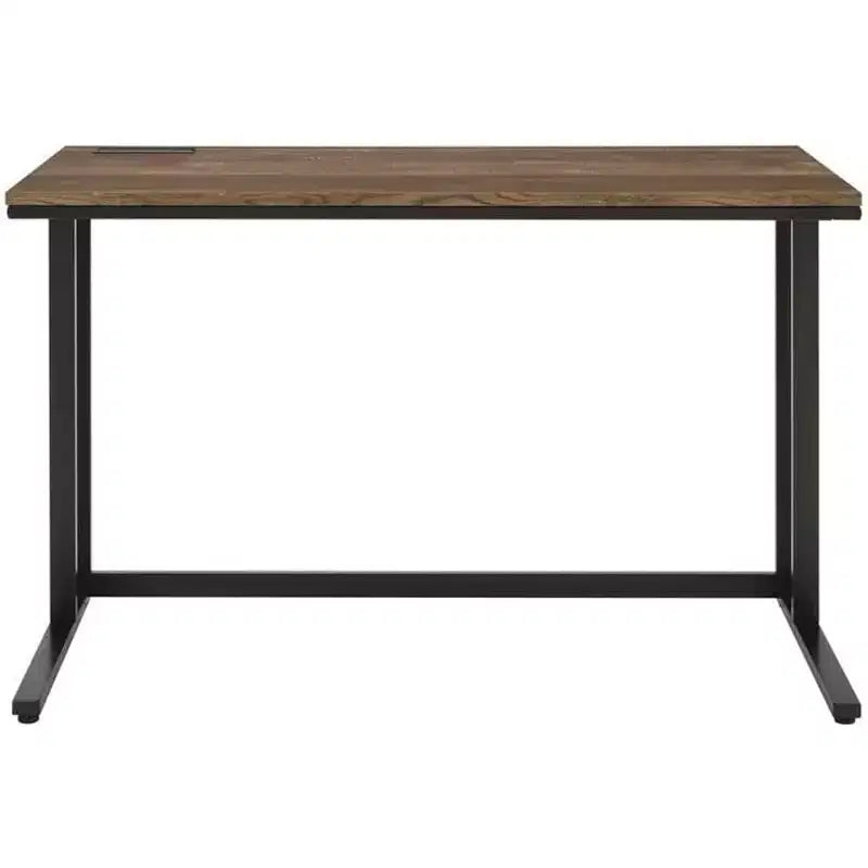 HomeStock Scrivania per computer in metallo da 28 pollici di altezza, colore grigio, con ripiano aperto