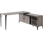 Scrivanie in legno HomeStock, altezza 76 cm, colore nero con mensola portaoggetti aperta