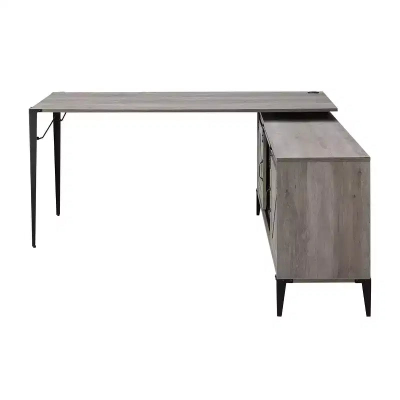 Scrivanie in legno HomeStock, altezza 76 cm, colore nero con mensola portaoggetti aperta