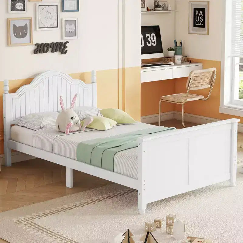 Letto per bambini Twin/Full, daybed a piattaforma con sponde rimovibili, testiera e pediera - ModernLuxe