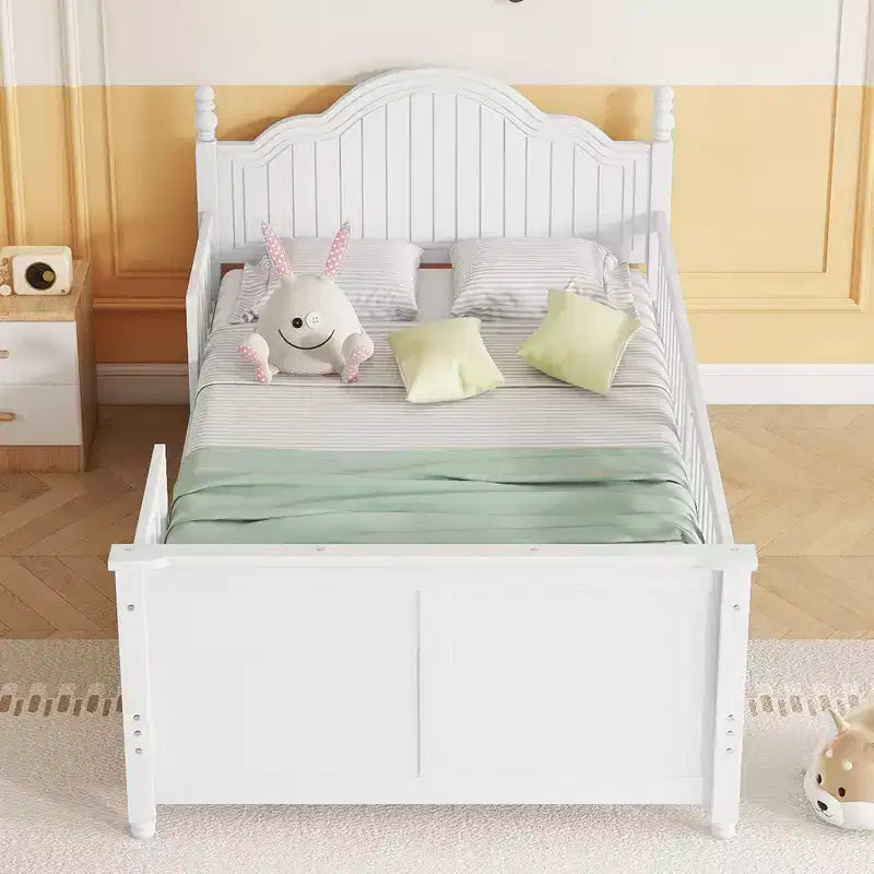 Letto per bambini Twin/Full, daybed a piattaforma con sponde rimovibili, testiera e pediera - ModernLuxe