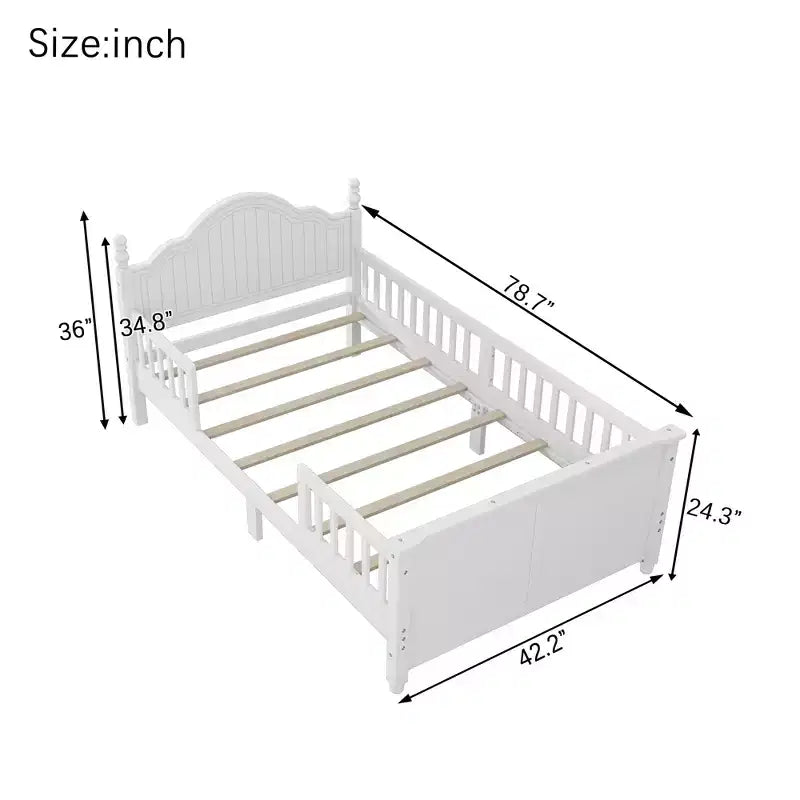Letto per bambini Twin/Full, daybed a piattaforma con sponde rimovibili, testiera e pediera - ModernLuxe