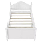 Letto per bambini Twin/Full, daybed a piattaforma con sponde rimovibili, testiera e pediera - ModernLuxe