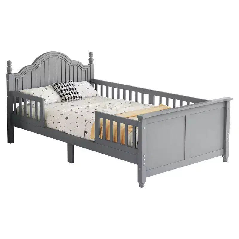 Letto per bambini Twin/Full, daybed a piattaforma con sponde rimovibili, testiera e pediera - ModernLuxe