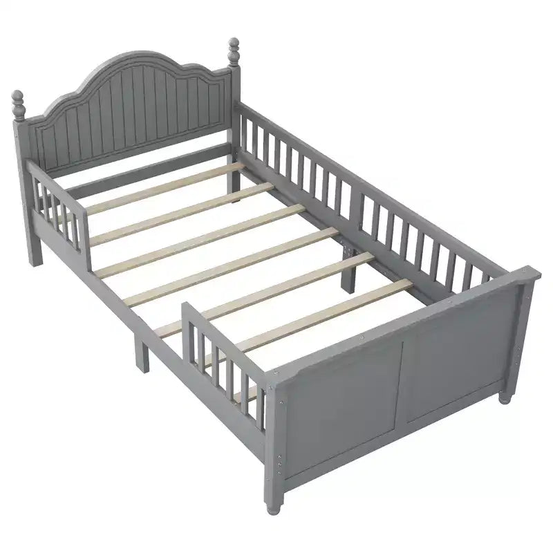 Letto per bambini Twin/Full, daybed a piattaforma con sponde rimovibili, testiera e pediera - ModernLuxe