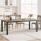 Tavolo da pranzo, 78 pollici, per 6-8 persone, struttura in metallo stile industriale, design rettangolare, adatto per l'uso in cucina, sala da pranzo e soggiorno