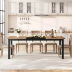 Tavolo da pranzo, 78 pollici, per 6-8 persone, struttura in metallo stile industriale, design rettangolare, adatto per l'uso in cucina, sala da pranzo e soggiorno