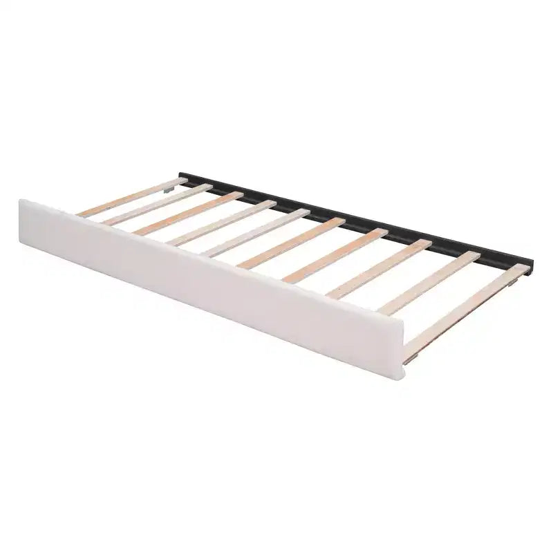 Letto Imbottito con Piattaforma e Letto Estraibile (Full/Queen), Struttura Letto Moderna in Pile Teddy con Luce a LED