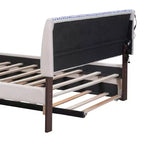 Letto Imbottito con Piattaforma e Letto Estraibile (Full/Queen), Struttura Letto Moderna in Pile Teddy con Luce a LED