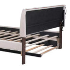Letto Imbottito con Piattaforma e Letto Estraibile (Full/Queen), Struttura Letto Moderna in Pile Teddy con Luce a LED