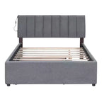 Letto Imbottito con Piattaforma e Letto Estraibile (Full/Queen), Struttura Letto Moderna in Pile Teddy con Luce a LED