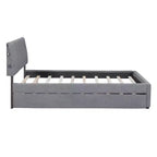 Letto Imbottito con Piattaforma e Letto Estraibile (Full/Queen), Struttura Letto Moderna in Pile Teddy con Luce a LED